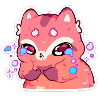 😭 raposa, fofo, chorando, kawaii, desenho animado, adesivo, emocional, rosa whatsapp sticker