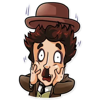 😱 Charlie Chaplin 查理·卓别林, 震惊, 复古, 演员, 喜剧, 无声电影 telegram sticker
