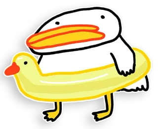 🏊‍♀️ duck, pool float, cartoon, bird telegram sticker