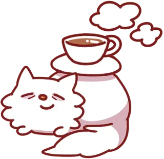 ☕️ kot, kawa, słodkie, kawaii, relaksujący, kreskówka telegram sticker