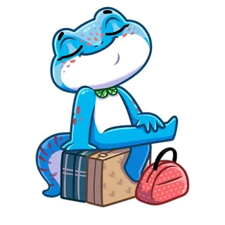 🛍 lucertola, cartone animato, bagaglio, viaggio, carino, rilassante whatsapp sticker
