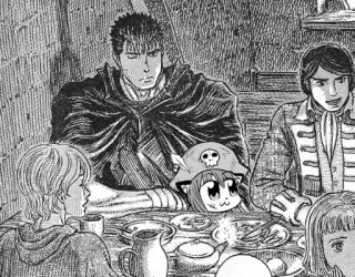👨‍👨‍👧‍👧 Guts Berserk Anime, Manga, Berserk, Guts, Mesa, Cena whatsapp sticker