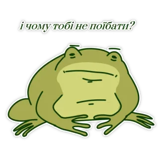😒 і чому тобі не поїбати? frog, meme, cartoon, funny, animal telegram sticker