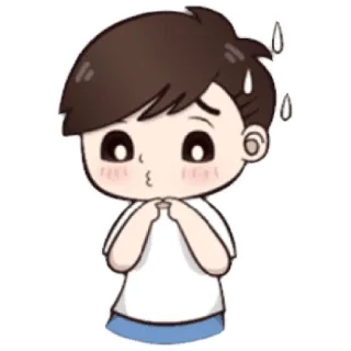 😁 Cartoon, Chibi, Nerveux, Transpiration, Mignon, Garçon telegram sticker