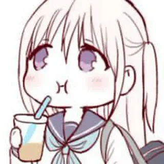 ⚡ anime, girl, cute, drink, chibi telegram sticker