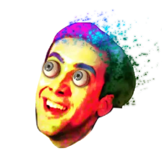 🤨 face, portrait, colorful, googly eyes, smiling, artwork, illustration telegram sticker
