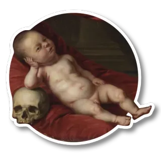 😴 bébé, crâne, art, peinture, renaissance, allégorie telegram sticker