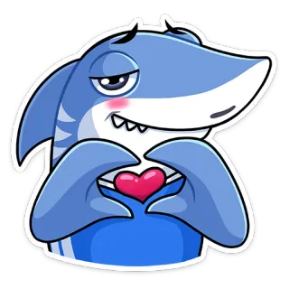 ❤️ акула, сердце, любовь, мультик, животное, милый whatsapp sticker