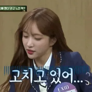 🌿 진짜 뻔하다’라고 느낀 적?  고치고 있어... EXID EXID, Koreański tekst, Koreański, Gwiazda, K-Pop telegram sticker