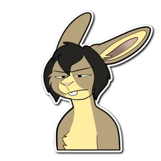 😑 anthropomorphe, lapin, dessin animé, personnage, expression, suffisant telegram sticker