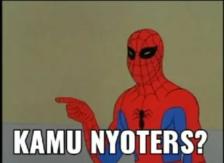 🕸 Spider-Man KAMU NYOTERS? spider-man, mème, pointage, dessin animé, indonésie whatsapp sticker