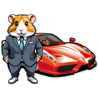 🚗 criceto, completo, auto rossa, cartone animato, affari, animale, lusso telegram sticker