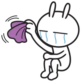 😭 llorando, triste, lágrimas, dibujos animados, conejo, personaje telegram sticker