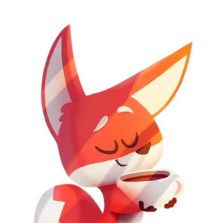 😋 vos, dier, schattig, koffie, kop, drank, cartoon, thee telegram sticker