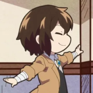 🤟 Dazai Osamu Bungou Stray Dogs anime, chibi, Dazai, Osamu, Bungou Stray Dogs, character, cute, fan art telegram sticker