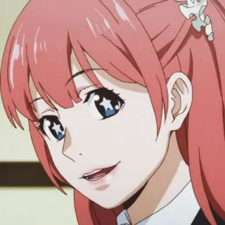 🌟 anime, chica, linda, retrato, dibujos animados, pelo rosa whatsapp sticker