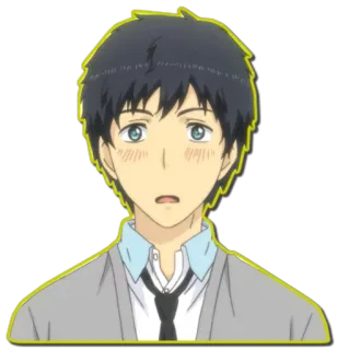 😧 ragazzo anime, adesivo, scioccato, carino, kawaii, giovane telegram sticker