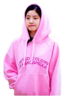 😐 UNITED COLORS
OF MINICAPSULE dahyun, twice, hoodie, merah muda, kpop, idola telegram sticker