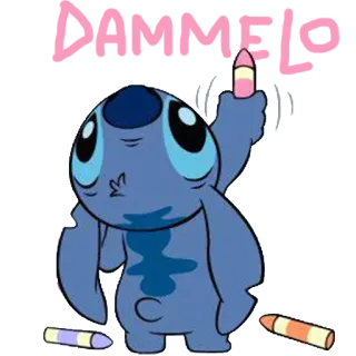 🐨 Stitch Lilo & Stitch DAMMELO! Stitch, Lilo & Stitch, middle finger, cartoon, offensive, disrespectful telegram sticker