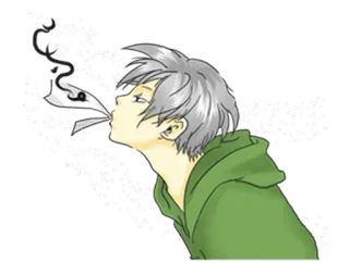 😊 Anime, Junge, Rauchen, Charakter, Zeichnung, Illustration telegram sticker
