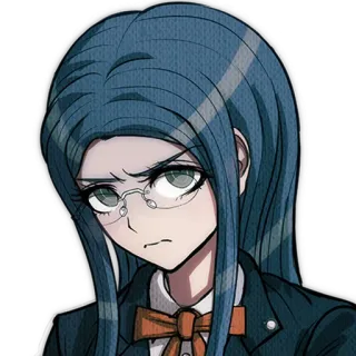 😠 Tsumugi Shirogane Danganronpa Anime, Kính, Nghiêm túc, Đồng phục học sinh, Game telegram sticker