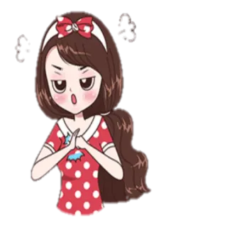 😡 Desenho animado, Menina, Irritada, Expressão, Atitude telegram sticker