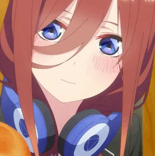 🐾 Miku Nakano The Quintessential Quintuplets Anime, Ragazza, Carina, Cuffie, Manga telegram sticker