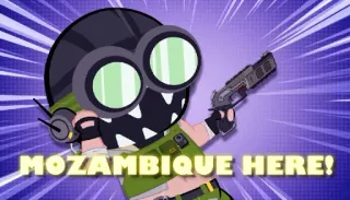 😐 MOZAMBIQUE HERE! video game, gun, cartoon telegram sticker