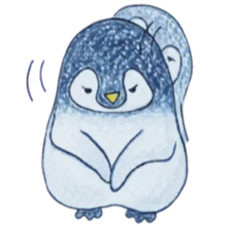 😔 pingouin, mignon, animal, dessin animé, bleu, illustration telegram sticker