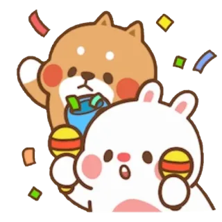 🎊 หมา, กระต่าย, มาราคัส, สัตว์, ปาร์ตี้, น่ารัก, งานเฉลิมฉลอง telegram sticker