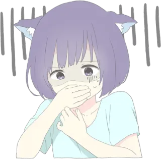 🤢 anime, katmeisje, verlegen, kawaii, nerveus, bezorgd telegram sticker