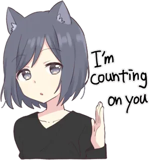✋ I'm counting on you anime, catgirl, counting, support whatsapp sticker