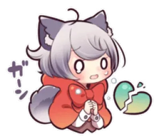 😨 ガーン anime, manga, broken heart, sad, kawaii, wolf, cartoon, sticker telegram sticker
