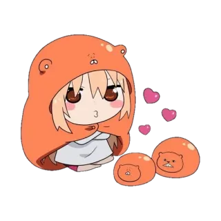 ♥ Umaru Doma Himouto! Umaru-chan Anime, Manga, Chibi, Umaru, Słodkie, Kawaii, Bluza z kapturem whatsapp sticker