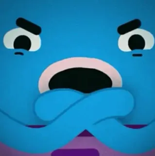😄 cartoon, character, blue, sad, upset, face whatsapp sticker