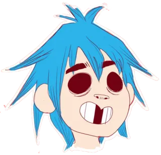 😬 2-D cartone animato, personaggio, Gorillaz, 2-D, musica, band telegram sticker