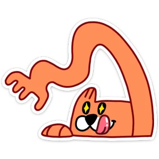 😜 cat, sticker, funny, cartoon, animal, orange, cute telegram sticker