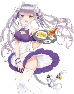 🍹 anime, maid, catgirl, waitress, cute, food whatsapp sticker