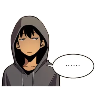 😑 ...... anime, desenho animado, moletom com capuz, inexpressivo, balão de pensamento, homem telegram sticker