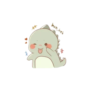 😜 heh, heh 恐龙, 可爱, 卡通, 搞笑, 快乐, 蜥蜴, 动物 whatsapp sticker