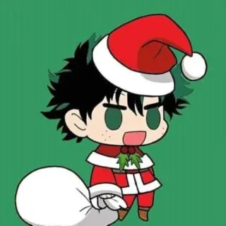 🎅 Izuku Midoriya My Hero Academia Izuku Midoriya, My Hero Academia, Anime, Noël, Père Noël, Vacances, Chibi whatsapp sticker