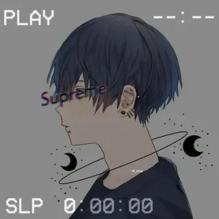 🌟 Supreme アニメ, 男の子, Supreme, イヤリング, 三日月, 横顔 whatsapp sticker