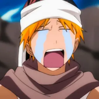 😭 Ichigo Kurosaki Bleach anime, crying, sad, emotional, manga, Ichigo telegram sticker