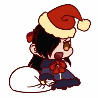 🎅 noël, chibi, père noël, fêtes, dessin animé whatsapp sticker