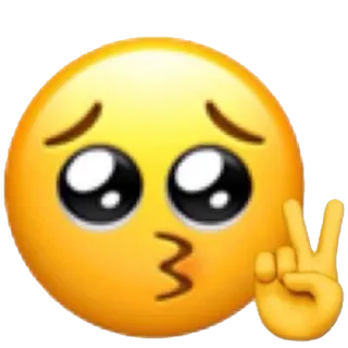 ✌️ Эмодзи, Знак мира, Поцелуй, Милый, Лицо whatsapp sticker
