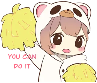 ☺️ YOU CAN DO IT encouragement, motivation, cheering, cute, anime style telegram sticker