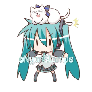🏷 Hatsune Miku @NyanStamps Vocaloid, Hatsune Miku, Anime, Chat, Chibi, Mignon telegram sticker