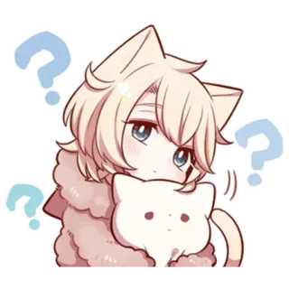 🌟 Anime, Kucing, Kawaii, Lucu, Pertanyaan telegram sticker