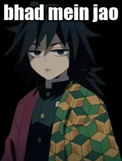🙃 Giyu Tomioka Demon Slayer bhad mein jao Anime, Demon Slayer, Giyu Tomioka, Offensiv, Hindi whatsapp sticker
