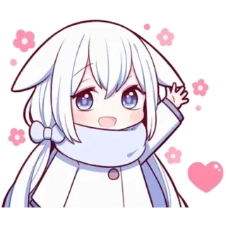 👋 Anime, Kawaii, Lindo, Chibi, Chica, Dibujo animado, Ilustración telegram sticker